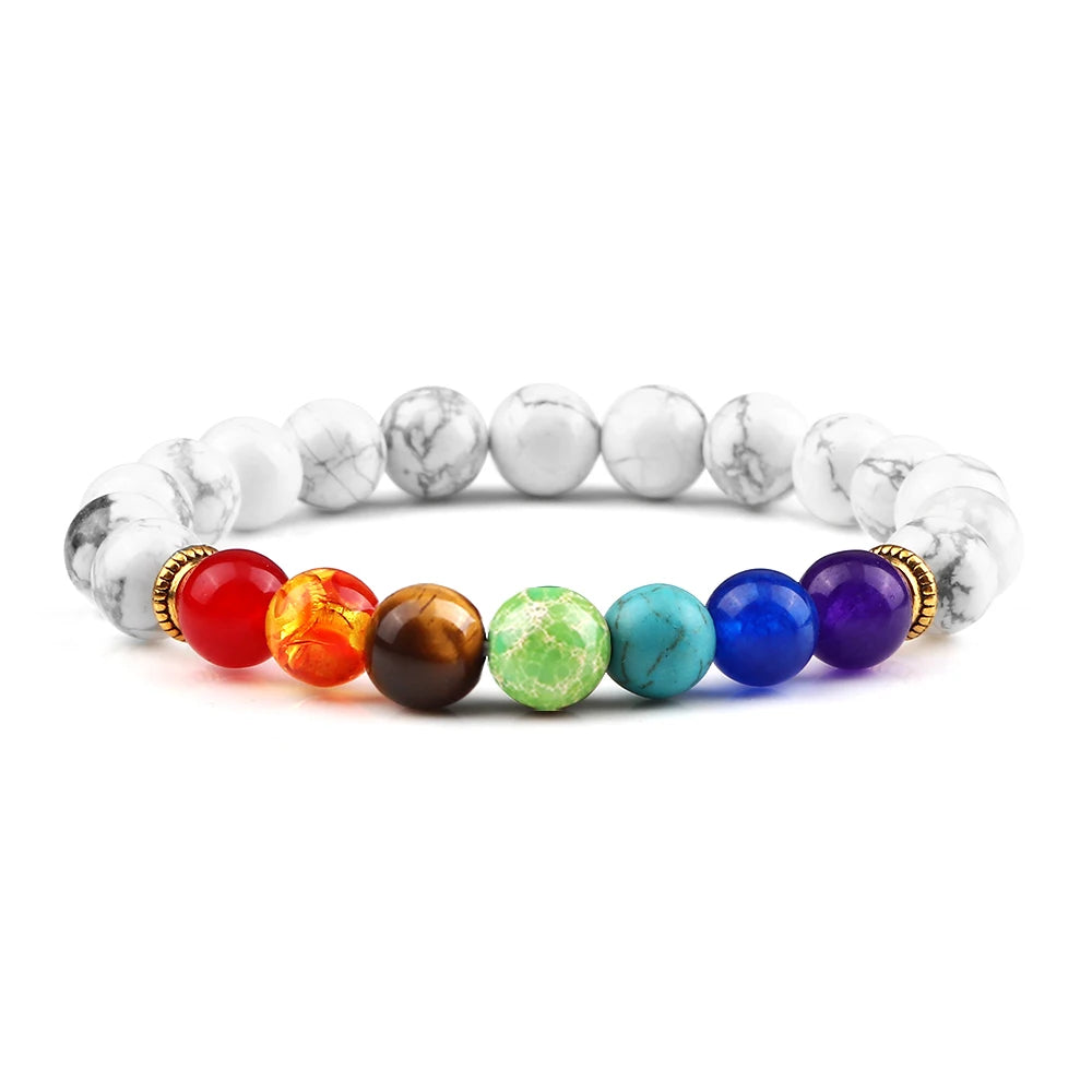 Bracelets 7 Chakras en Pierres Naturelles & Lave – Lot de 2 Bijoux Reiki Ajustables