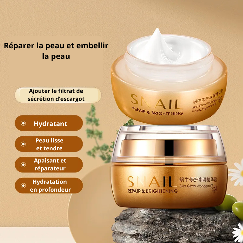 BIOAQUA Crème Visage à la Bave d’Escargot – Hydratante, Raffermissante & Éclaircissante | Soin Anti-Âge Naturel