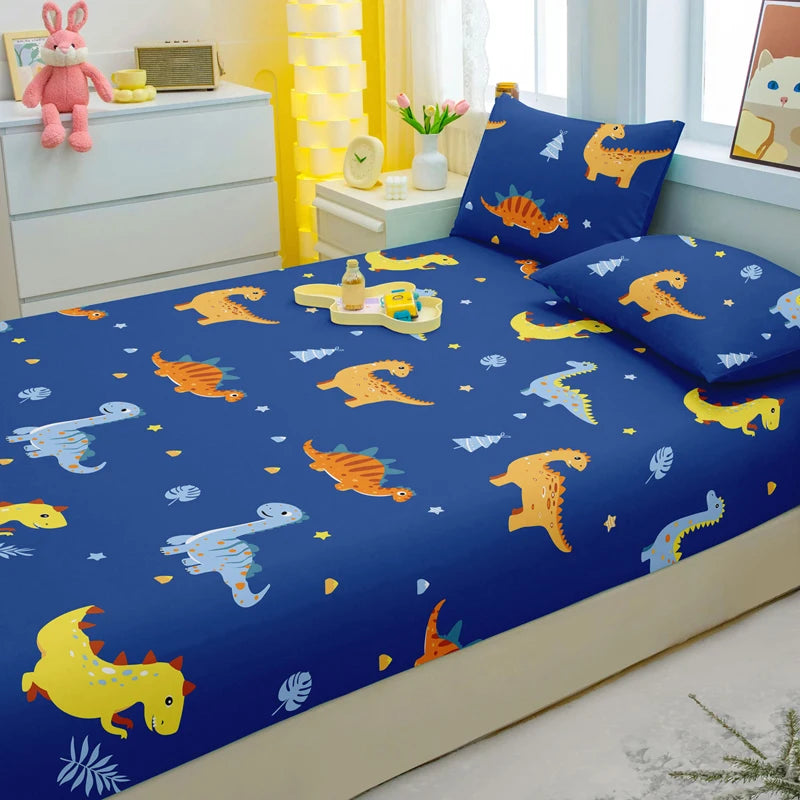 Drap-Housse Mat Imprimé – Motifs Animaux Ludiques | Housse de Lit Cartoon pour Chambre Enfant ou Adulte