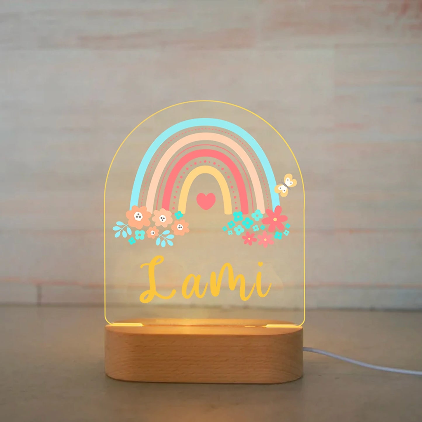 Veilleuse Enfant Personnalisée avec Prénom – Lampe Acrylique Animaux | Déco Chambre Bébé & Cadeau Naissance