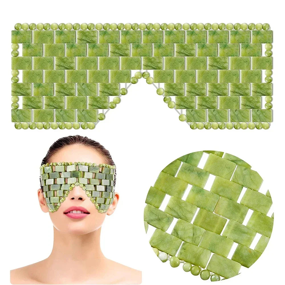 Masque de massage rafraîchissant pour les yeux en jade naturel, pour la relaxation des yeux, sommeil réparateur...