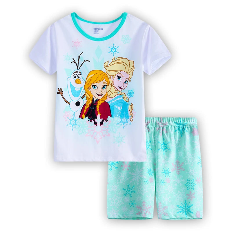 Pyjama Été Enfant – Ensemble Coton à Manches Courtes Elsa, Minnie & Autres Motifs | Fille & Bébé