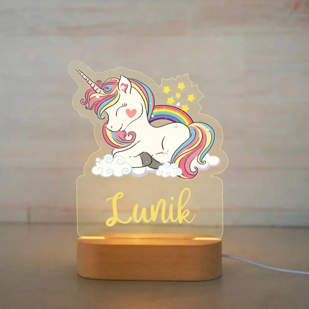 Veilleuse Enfant Personnalisée avec Prénom – Lampe Acrylique Animaux | Déco Chambre Bébé & Cadeau Naissance