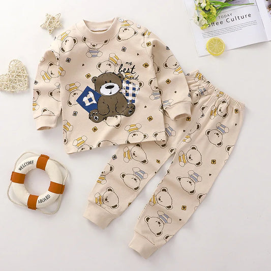 Pyjama Bébé Mi-Saison en Coton – Ensemble 2 Pièces Garçon & Fille | Sous-vêtements Confort Automne & Printemps