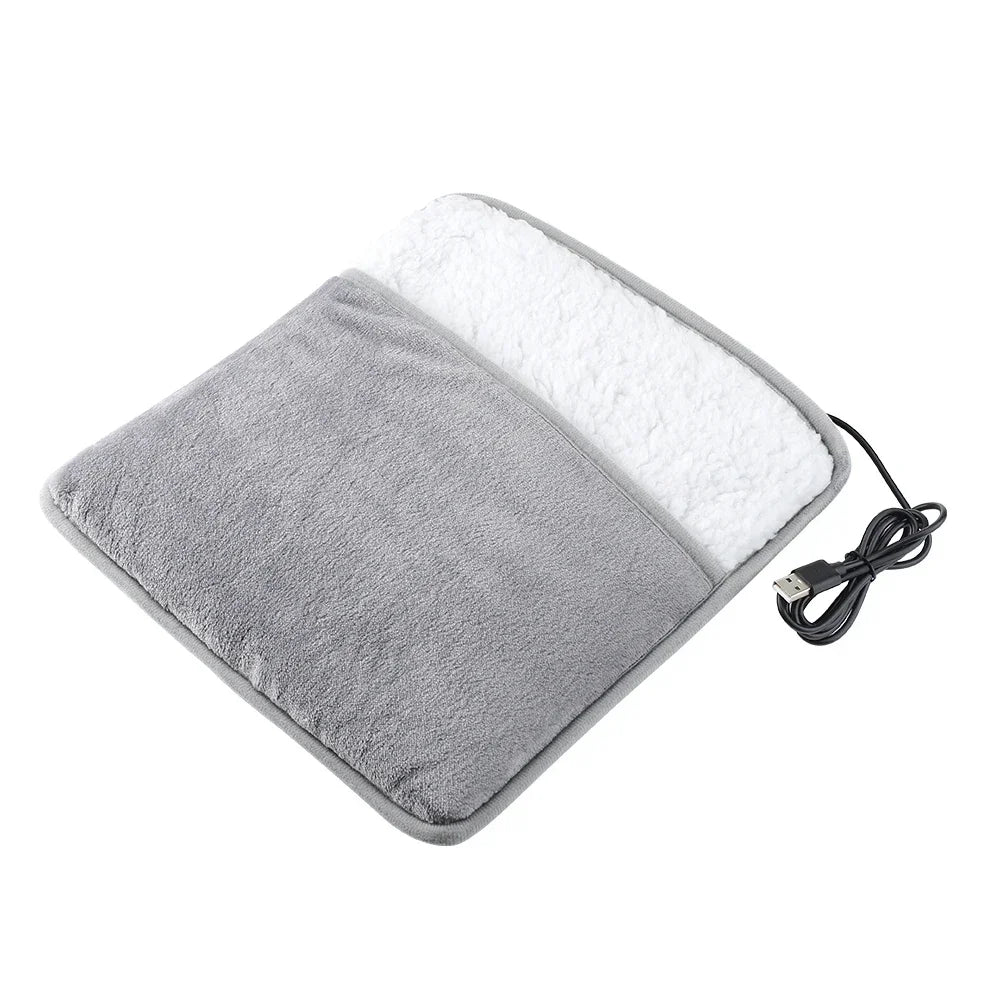 Chauffe-Pieds Électrique USB en Peluche – Coussin Chauffant Doux & Lavable