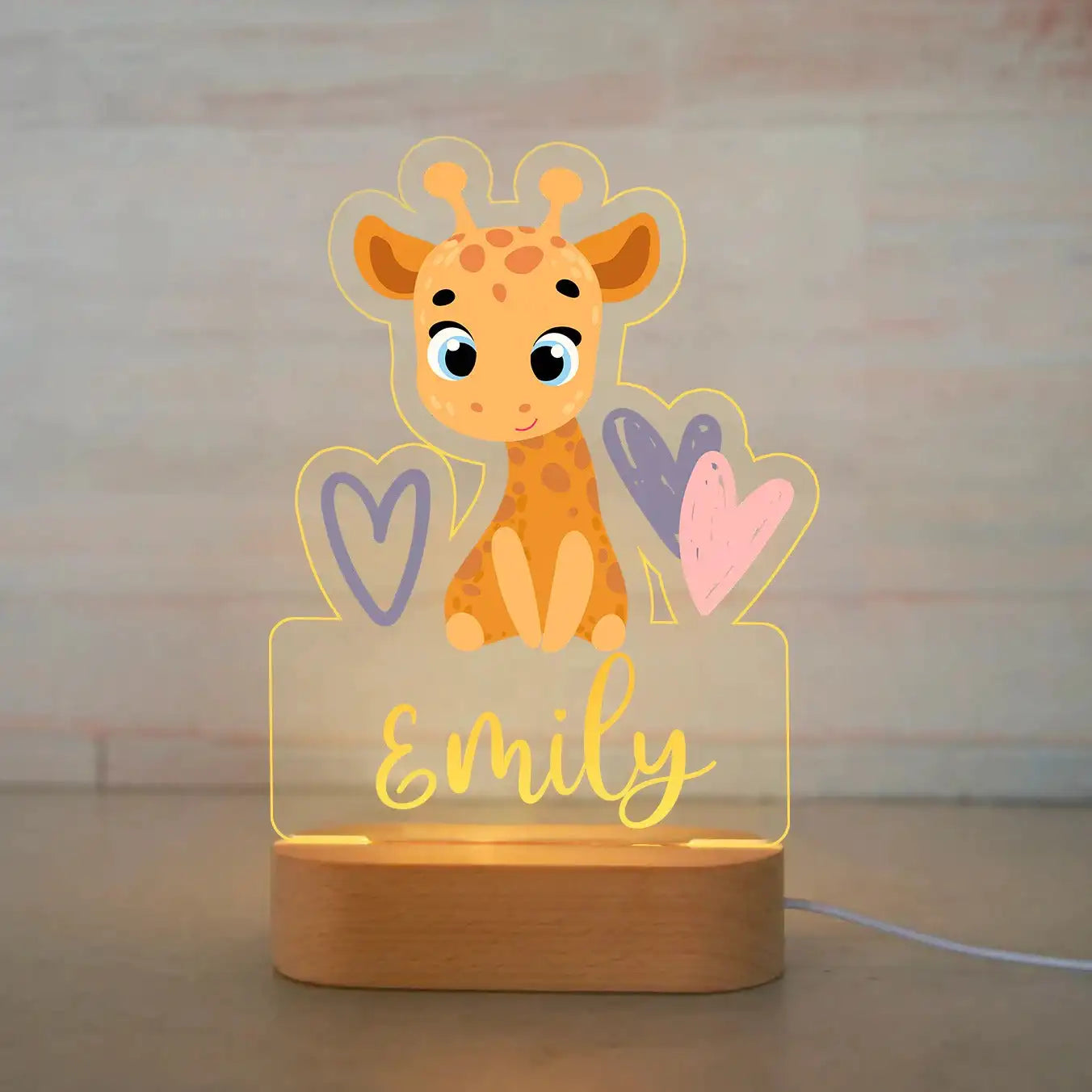 Veilleuse Enfant Personnalisée avec Prénom – Lampe Acrylique Animaux | Déco Chambre Bébé & Cadeau Naissance