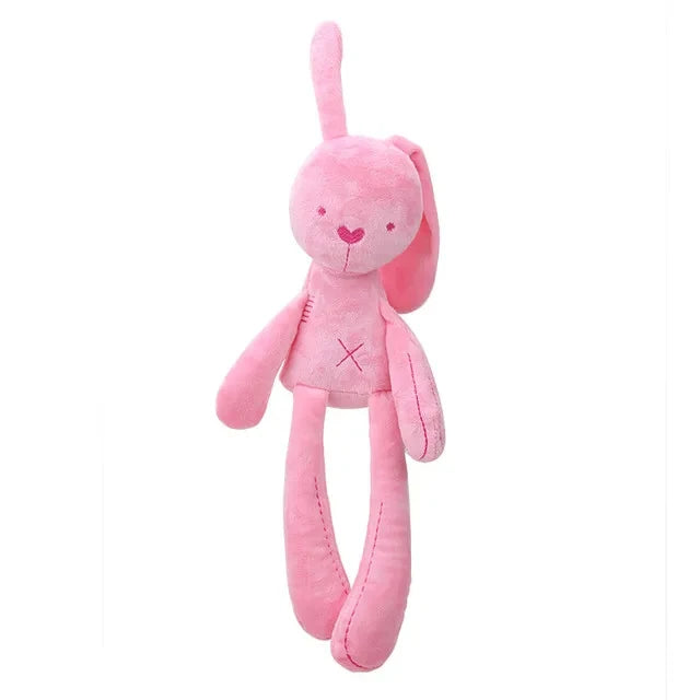 Doudou lapin rose plat, aux longues oreilles et longues jambes