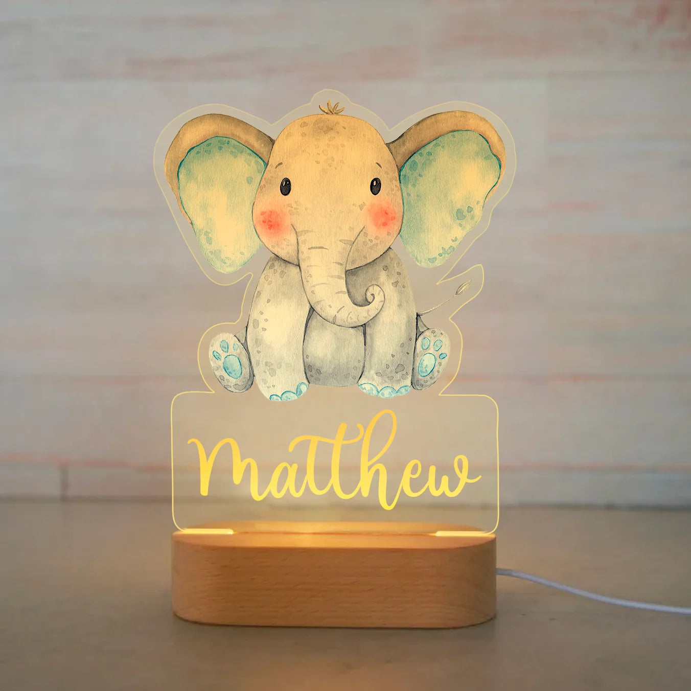 Veilleuse Enfant Personnalisée avec Prénom – Lampe Acrylique Animaux | Déco Chambre Bébé & Cadeau Naissance