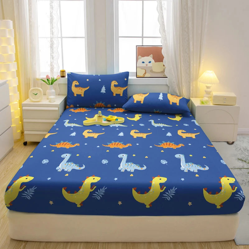 Drap-Housse Mat Imprimé – Motifs Animaux Ludiques | Housse de Lit Cartoon pour Chambre Enfant ou Adulte