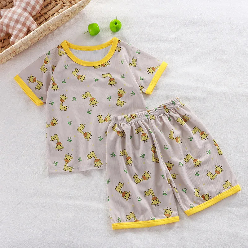 Pyjama Bébé & Enfant – Ensemble à Manches Courtes | Motifs Cartoon Confortables | Pyjamas Été & Homewear