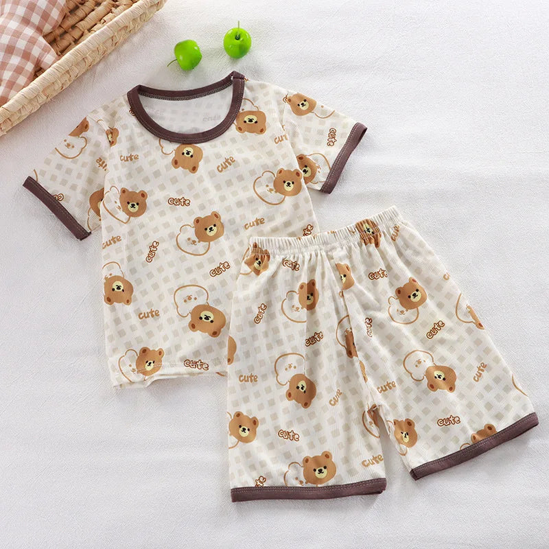 Pyjama Bébé & Enfant – Ensemble à Manches Courtes | Motifs Cartoon Confortables | Pyjamas Été & Homewear