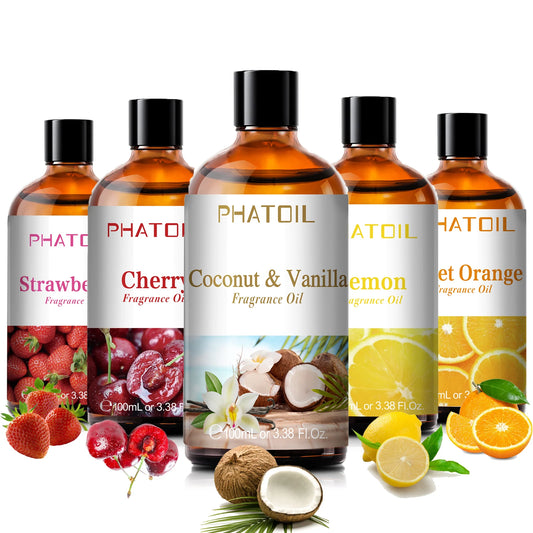 Huile Aromathérapie PHATOIL 100ml – Coco, Vanille, Fraise, Citron | Pour Diffuseur & Bougies
