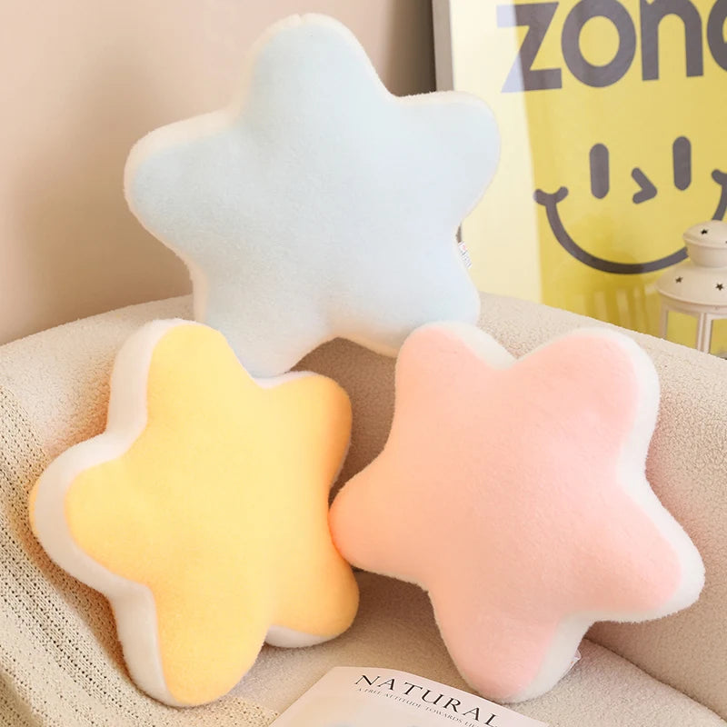 Coussins Peluche Décoratifs – Formes Ciel & Nature | Étoile, Lune, Fleur, Cœur, Arc-en-ciel