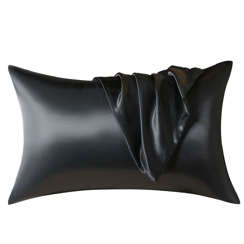 Parure de Lit Satinée 3 Pièces – Drap-Housse + 2 Taies | Finition Brillante 100% Polyester | Housse de Matelas Élastique