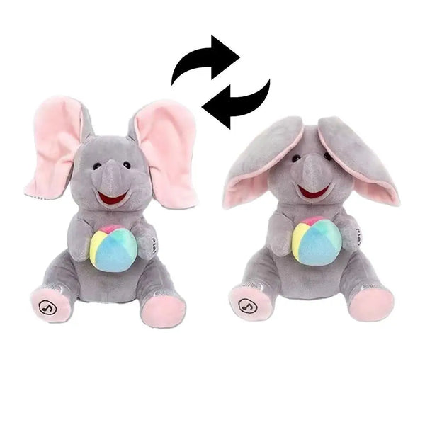 Peluche Éléphant Musical – Jouet d'Éveil Cache-Cache Chantant (Bébé)