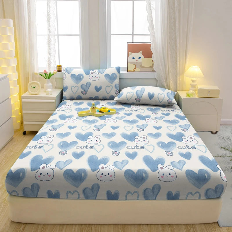 Drap-Housse Mat Imprimé – Motifs Animaux Ludiques | Housse de Lit Cartoon pour Chambre Enfant ou Adulte
