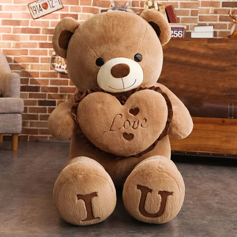 Ours en Peluche Géant 80/100cm – LOVE & I ❤️ U | Cadeau Doux pour Petits et Grands