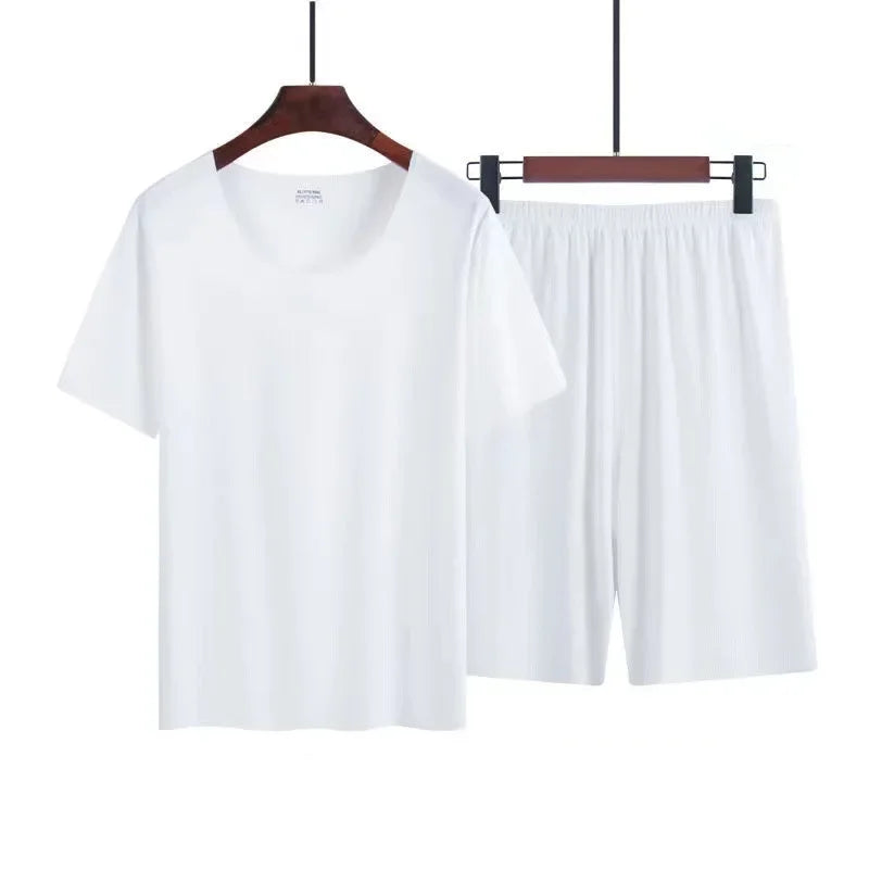 Pyjama Homme Été – Ensemble 2 Pièces en Ice Silk / Modal Léger | Manches Courtes & Pantalon