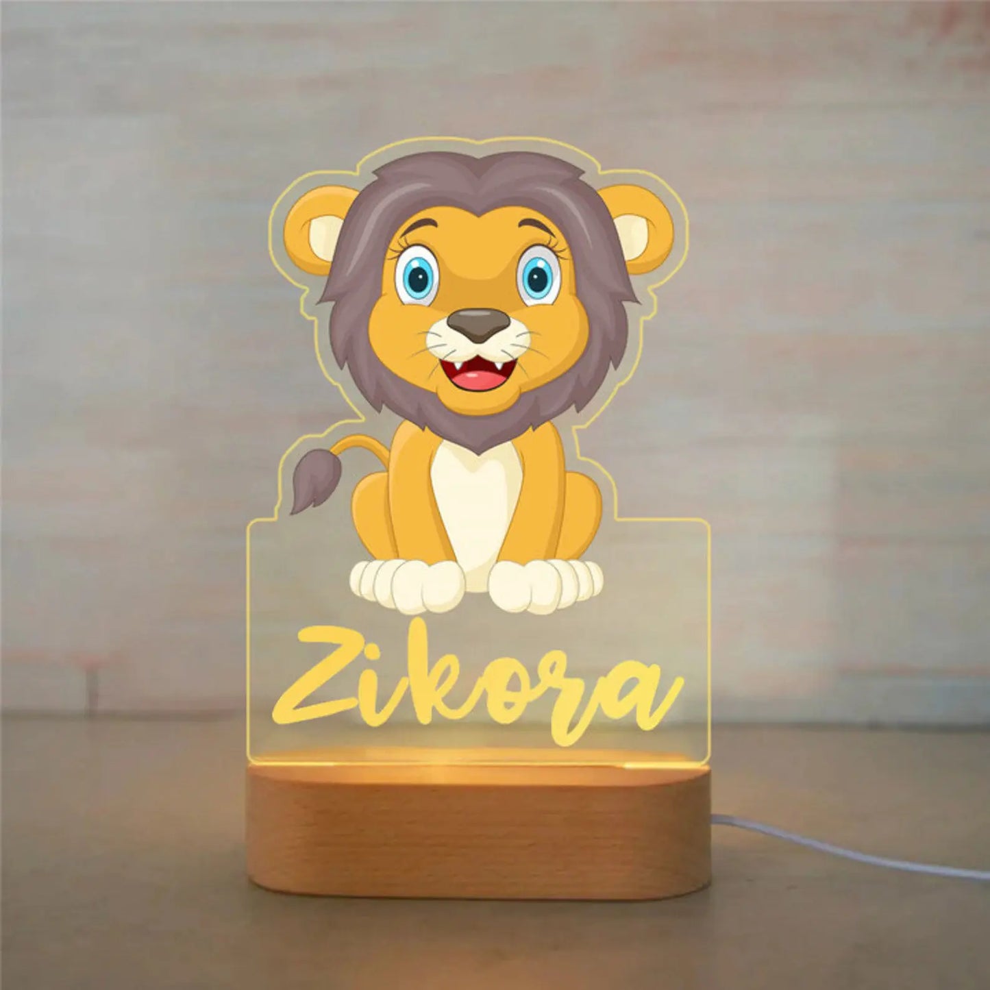 Veilleuse Enfant Personnalisée avec Prénom – Lampe Acrylique Animaux | Déco Chambre Bébé & Cadeau Naissance