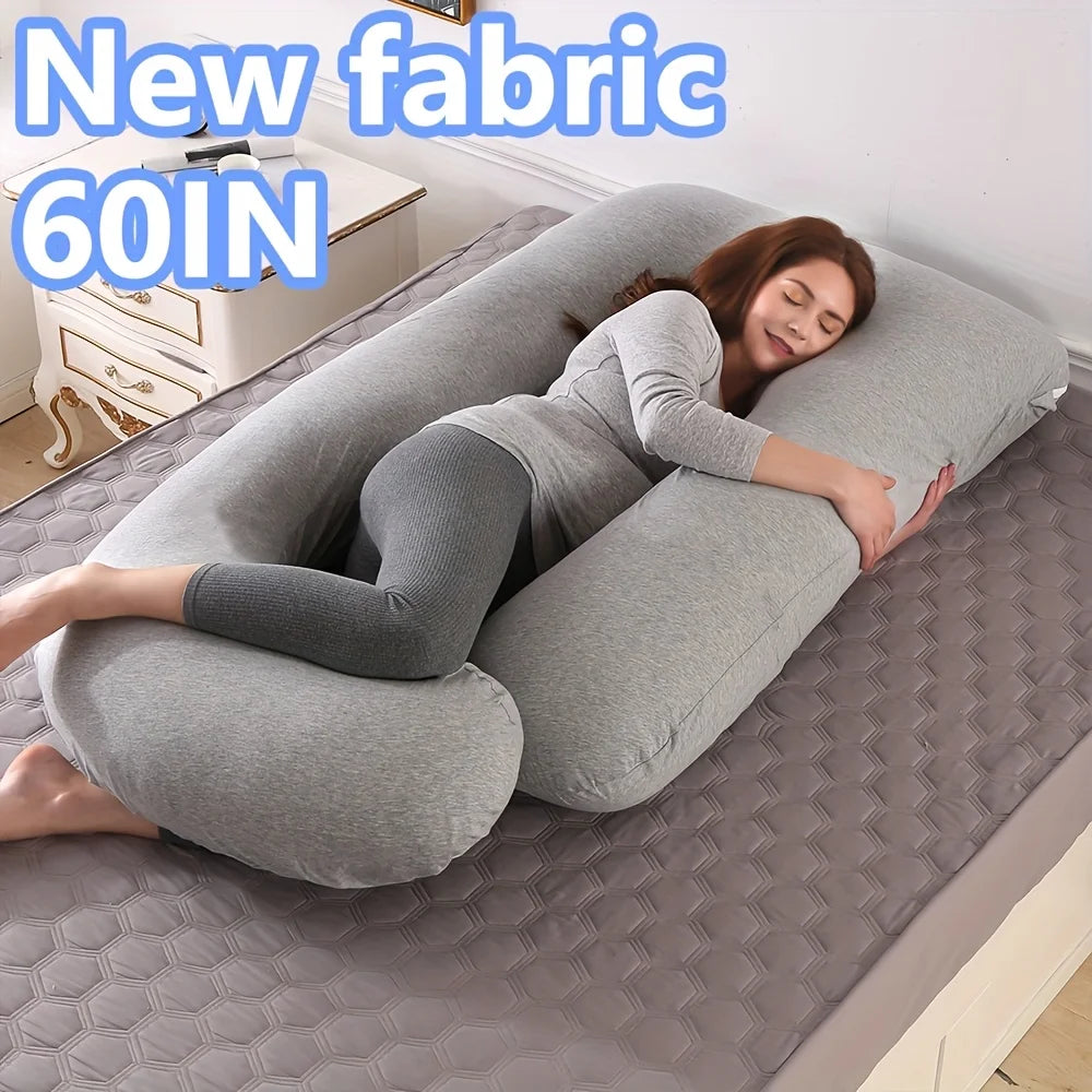 Oreiller de Corps Complet 60" – Coussin de Grossesse & Soutien Total | Dos, Jambes, Hanches & Ventre | Housse Incluse
