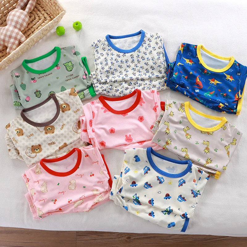 Pyjama Bébé & Enfant – Ensemble à Manches Courtes | Motifs Cartoon Confortables | Pyjamas Été & Homewear