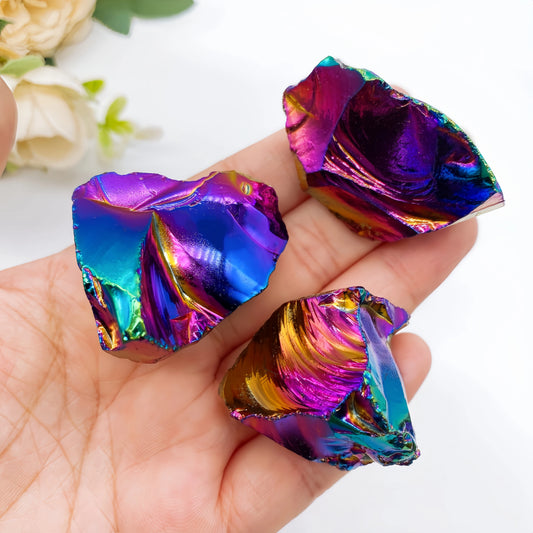Cristal Brut d’Obsidienne Aura – Pierre Naturelle Brillante pour Reiki & Déco