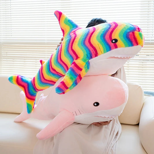 Peluche Requin Arc-en-Ciel – 100cm | Doudou Géant Doux & Coloré pour Enfants et Adultes