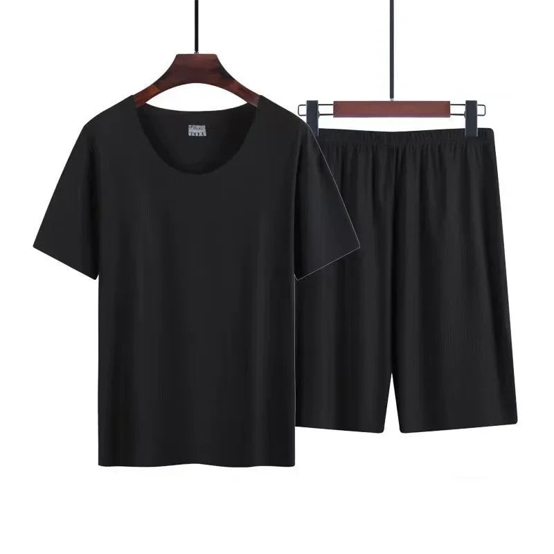 Pyjama Homme Été – Ensemble 2 Pièces en Ice Silk / Modal Léger | Manches Courtes & Pantalon