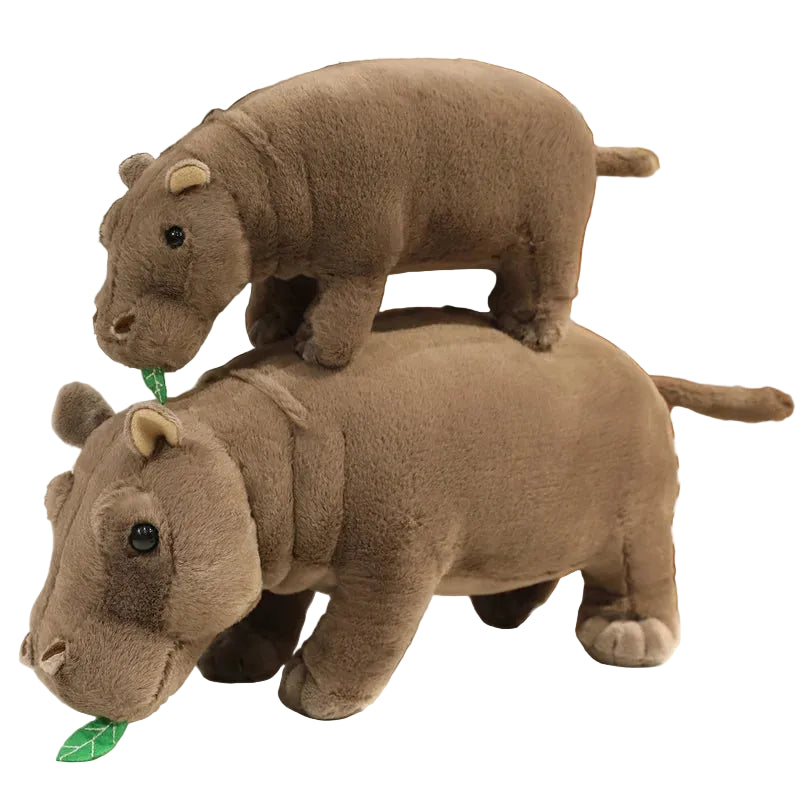 Peluches hippopotame 20 et 30 cm l'une sur l'autre