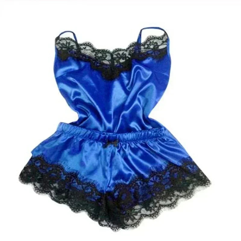 Ensemble Pyjama Satin & Dentelle Femme – Caraco et Short Sexy Été