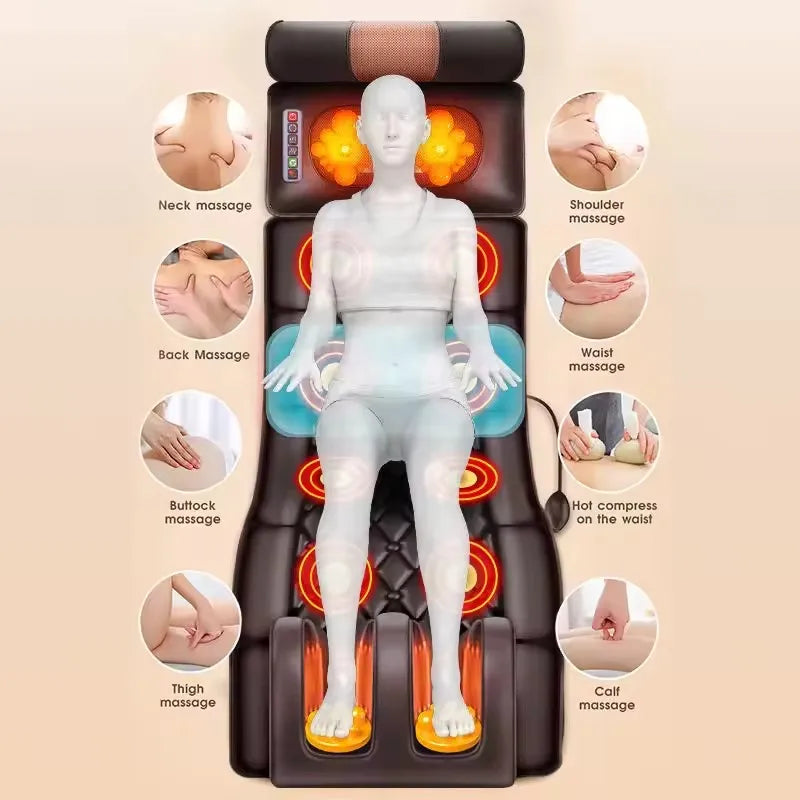 Matelas de Massage Électrique Complet avec Chauffage et Coussin Détachable