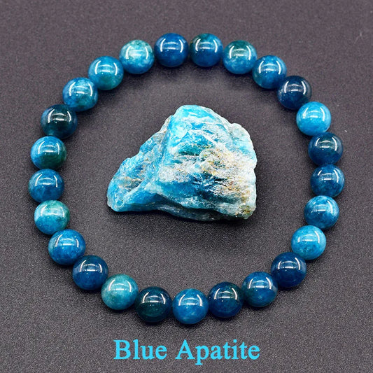 Bracelet en Apatite Bleue Naturelle – Énergie, Circulation & Vitalité