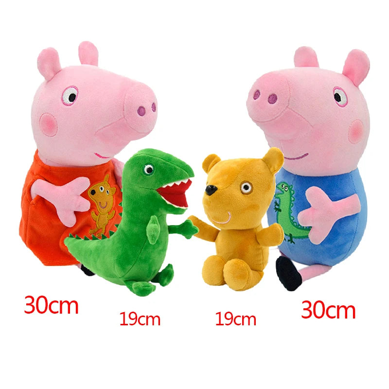 Set de 4 Peluches Peppa Pig – Famille Complète (Peppa, George, Maman Pig & Papa Pig)
