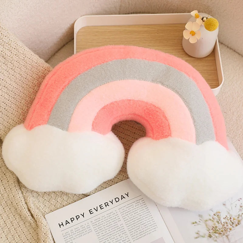 Coussins Peluche Décoratifs – Formes Ciel & Nature | Étoile, Lune, Fleur, Cœur, Arc-en-ciel