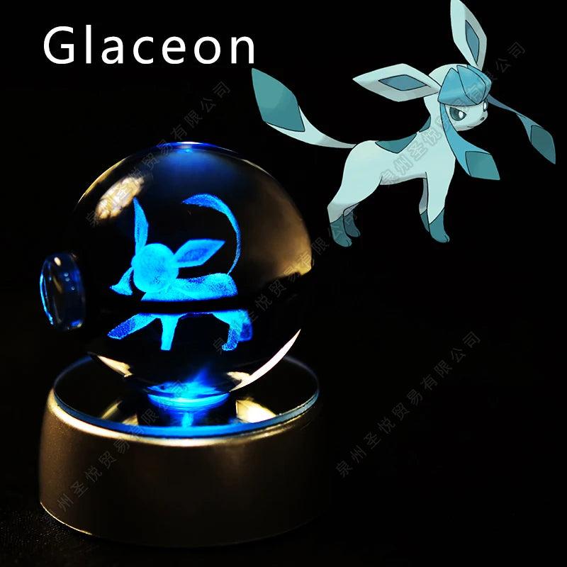 Boule Pokémon Cristal 3D avec Lumière – Pikachu, Gengar, Mewtwo | Pokéball Lumineuse Cadeau Enfant