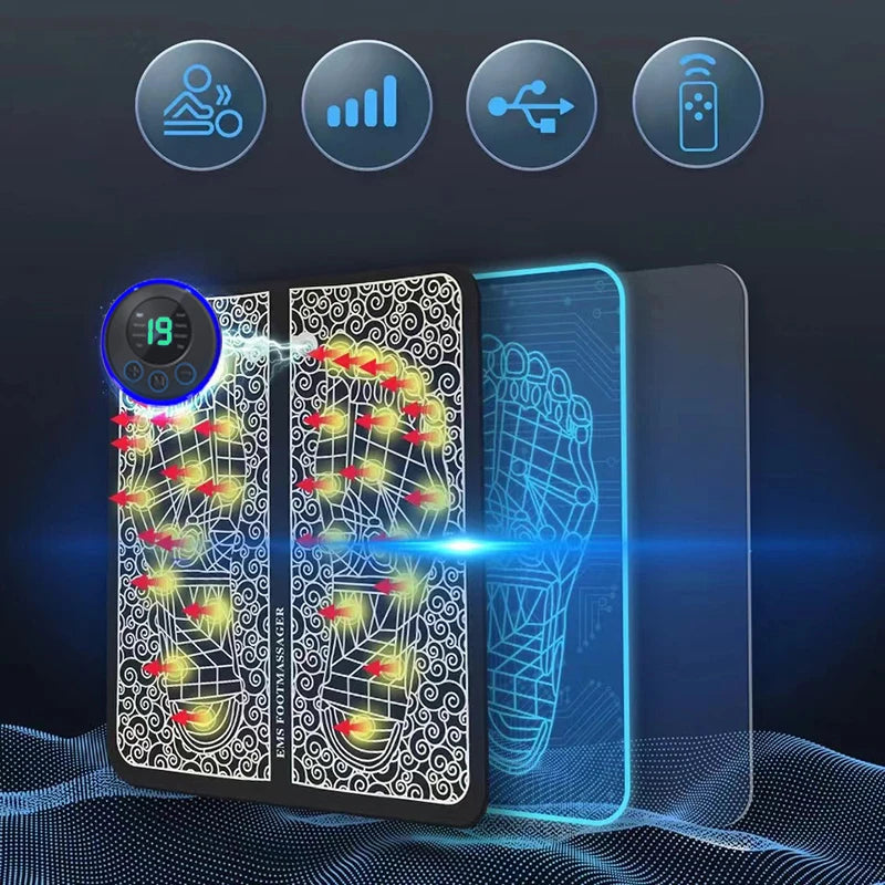 Electrostimulator Foot Massager – 8 Modes &amp; 19 Levels – Relieves Plantar Pain