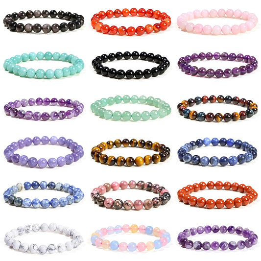 Bracelet en Pierres Naturelles – Améthyste, Œil de Tigre, Quartz, Agate | Bijou Énergétique Unisexe |