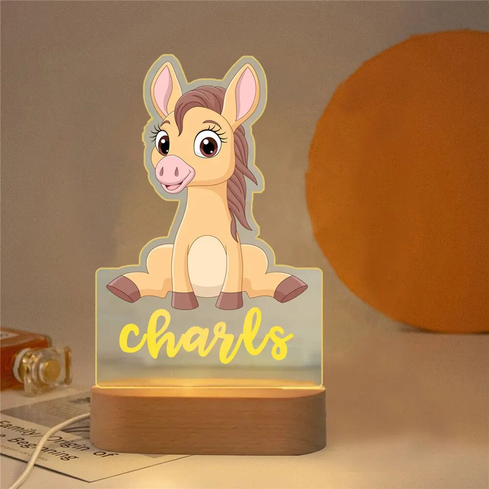 Veilleuse Enfant Personnalisée avec Prénom – Lampe Acrylique Animaux | Déco Chambre Bébé & Cadeau Naissance