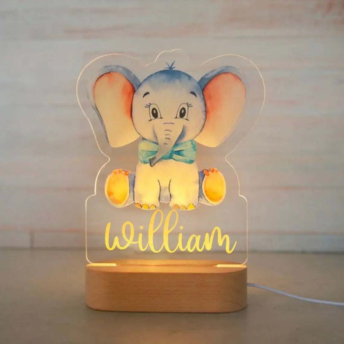 Veilleuse Enfant Personnalisée avec Prénom – Lampe Acrylique Animaux | Déco Chambre Bébé & Cadeau Naissance