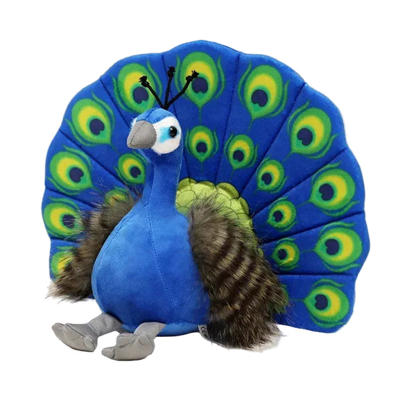 Peluche Paon – Doudou Déco à la Queue Déployée (Vert ou Bleu)