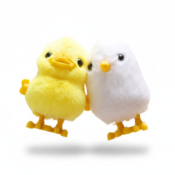 Poussin à Remonter – Peluche Mécanique qui Saute (Jaune ou Blanc)