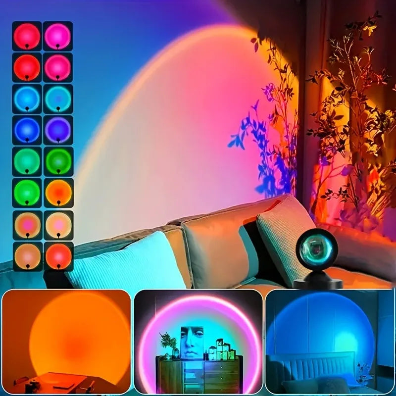 Lampe Sunset LED 16 Couleurs avec Télécommande – Lumière Ambiance Coucher de Soleil | Déco Chambre & Relaxation
