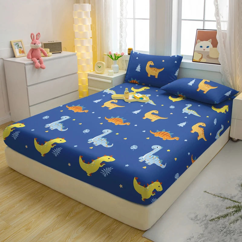 Drap-Housse Mat Imprimé – Motifs Animaux Ludiques | Housse de Lit Cartoon pour Chambre Enfant ou Adulte