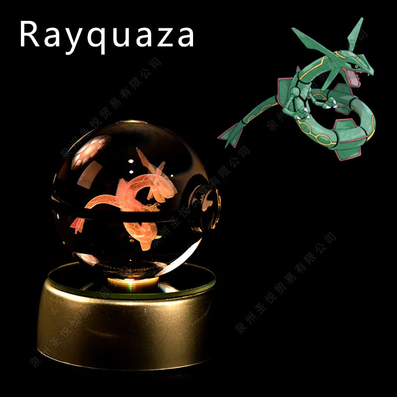 Boule Pokémon Cristal 3D avec Lumière – Pikachu, Gengar, Mewtwo | Pokéball Lumineuse Cadeau Enfant