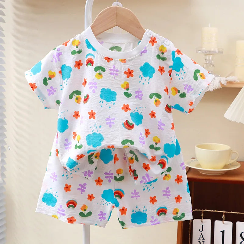 Pyjama Enfant Été – Ensemble Léger Unisexe Garçon & Fille | Couleurs Unies, Tissu Ultra Doux & Confortable