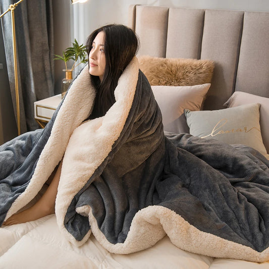 Plaid en Laine Doux et Chaud – Couverture Double Face Anti-boulochage