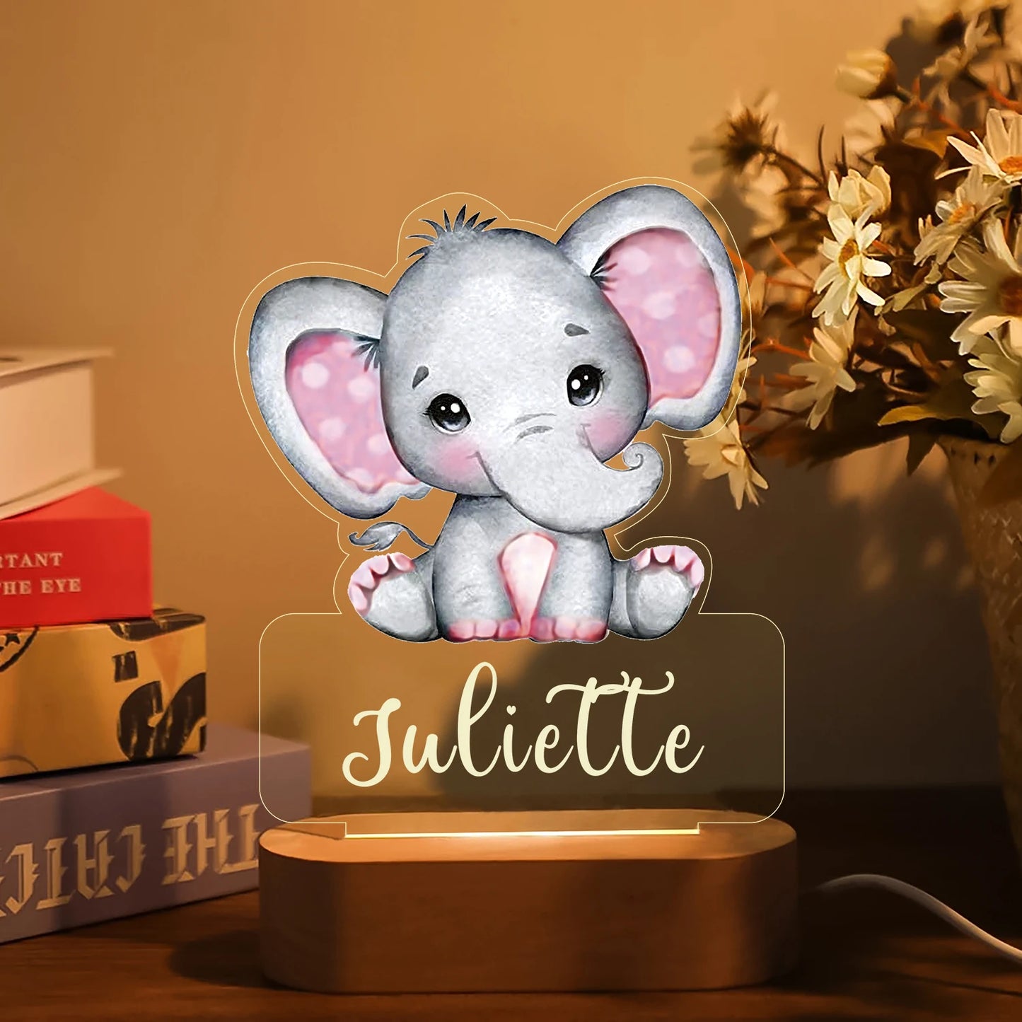 Veilleuse Enfant Personnalisée avec Prénom – Lampe Acrylique Animaux | Déco Chambre Bébé & Cadeau Naissance