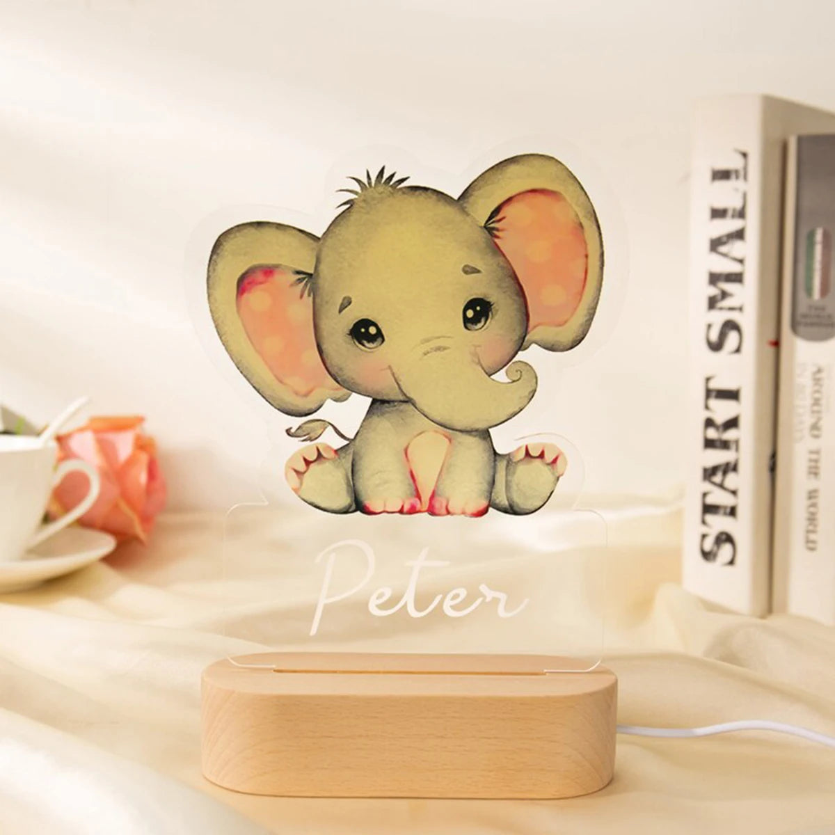 Veilleuse Enfant Personnalisée avec Prénom – Lampe Acrylique Animaux | Déco Chambre Bébé & Cadeau Naissance