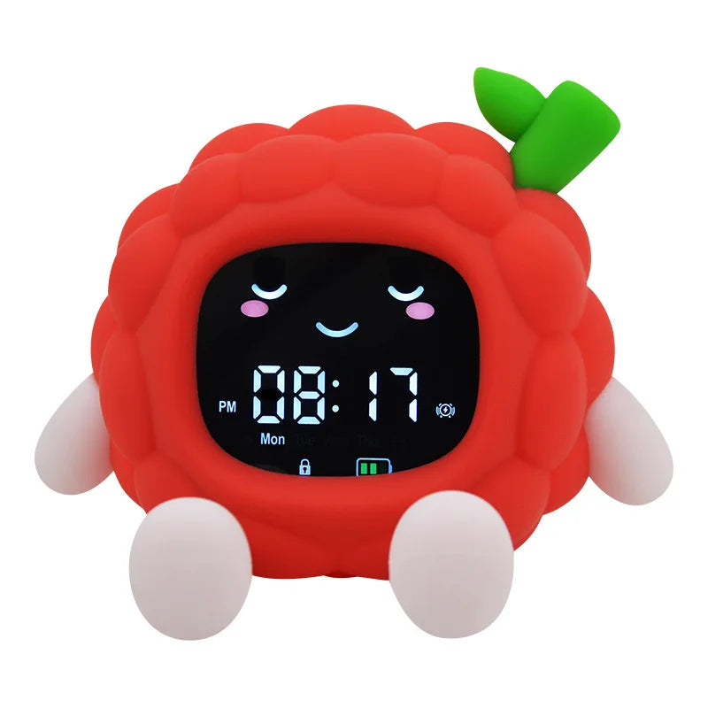 Réveil Enfant LED en Forme de Fruit – Lampe de Nuit, Minuteur Silencieux & Alarme 6-en-1