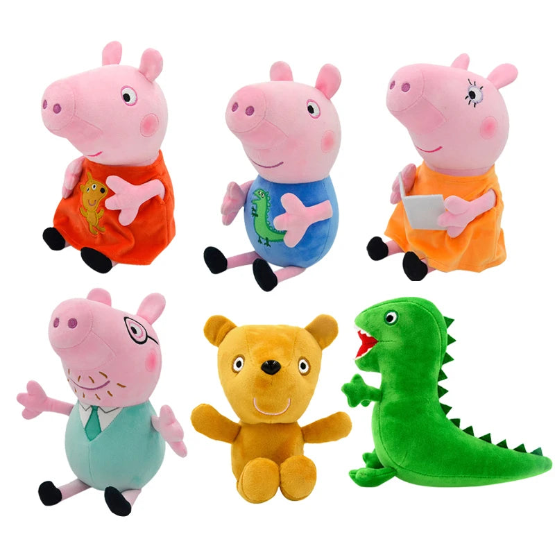 Set de 4 Peluches Peppa Pig – Famille Complète (Peppa, George, Maman Pig & Papa Pig)